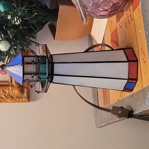 Lit lighthouse